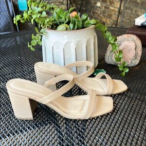 Elegant Beige Block Heel Sandals
